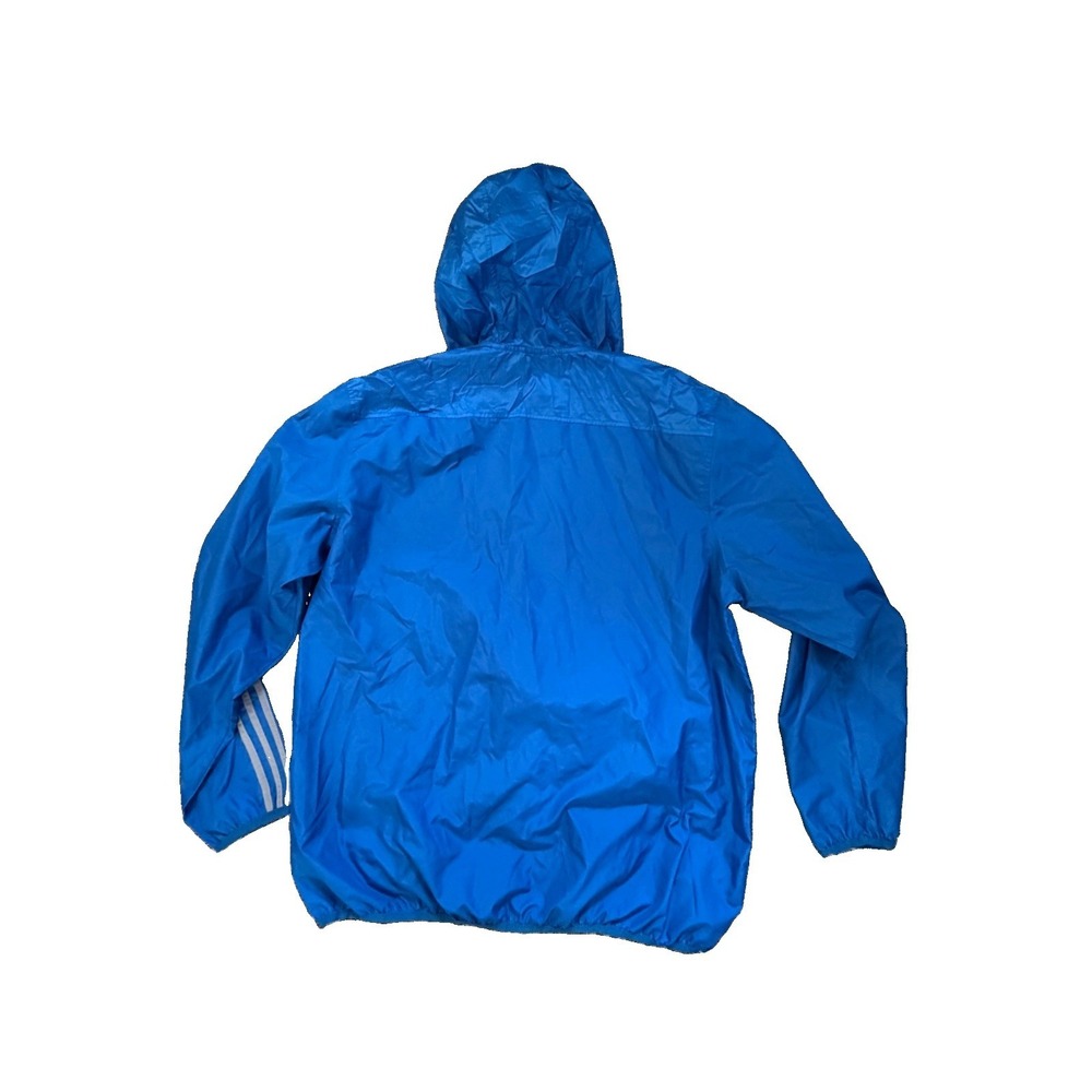 Adidas Men's Windbreaker Jacket Pullover Blue 1/4 Zip Hoodie Drawstring XL  Y2K - Picture 3 of 8